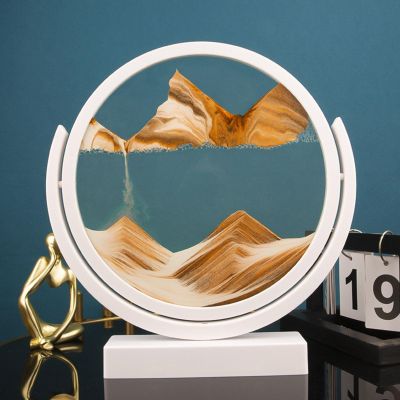 TaLcuS Flowing Sand Painting, 3D Moving Sand Art Decor,Art Picture Sandscapes In Motion Round Glass Deep Sea Sand Art 360 Parallel Rotation,Wall Mounted Rotate Sculpture (Color : A8)