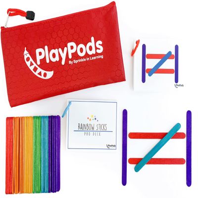 PlayPods Rainbow Sticks - Busy Bag - Grab and Go - Pattern Matching Activity