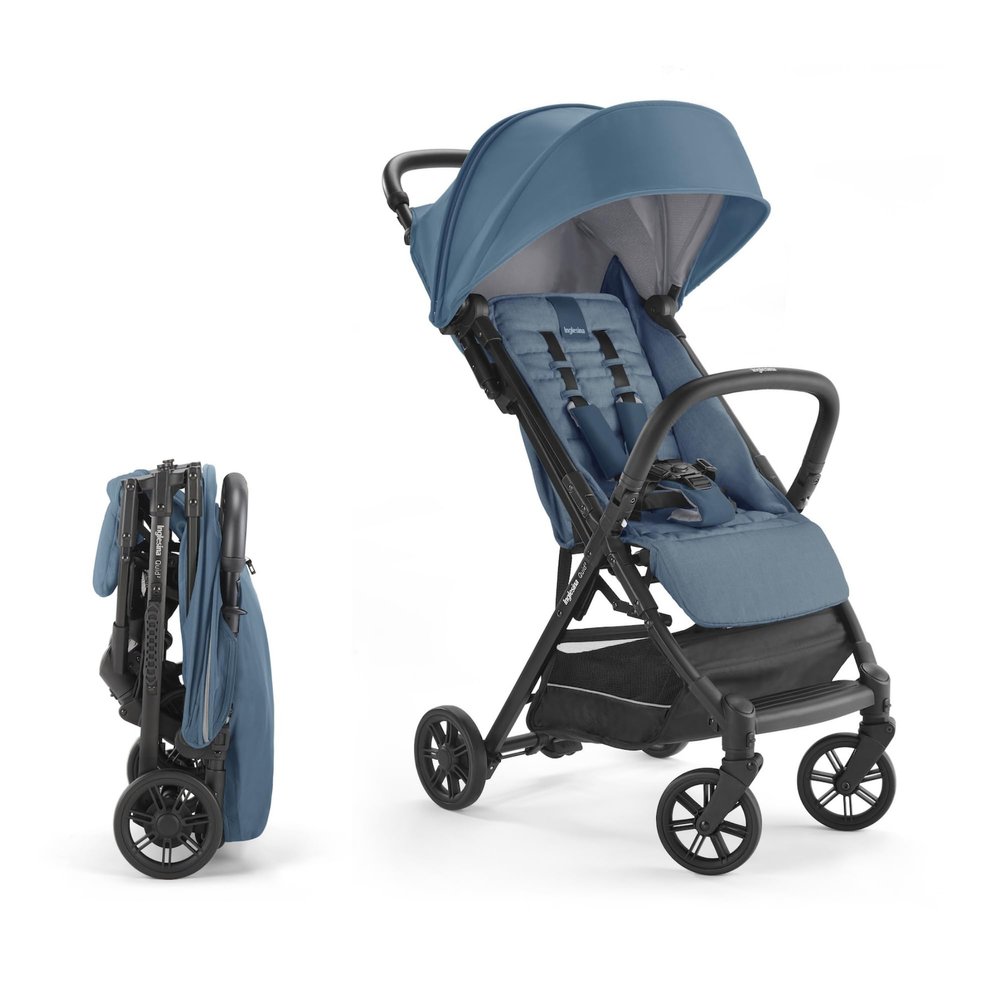 Inglesina Quid 2 Stroller - Manta Blue - Ultra Compact Lightweight Travel Stroller for Babies and Toddlers, Airplane Overhead, Foldable, Reclining Seat, Collapsible Canopy, 3 Months - 50 lbs, BPA Free