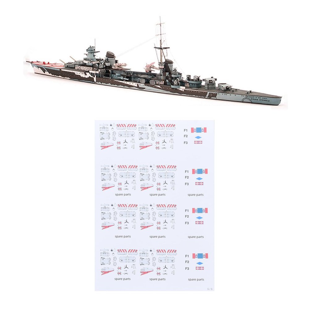 MOOKEENONE 1: 400 Paper Italy Muzio Attendolo Light Cruiser Model Warship Model Warship Ornaments Military Model (Unassembled Kit)
