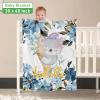 Rucekia Custom Koala Crib Bedding Set with Name: 3 Piece Blue Crib Bedding Set for for Baby Boys Girls, Infants and Toddlers, Custom Baby Gifts Floral Nursery Bedding Set Neutral view 3