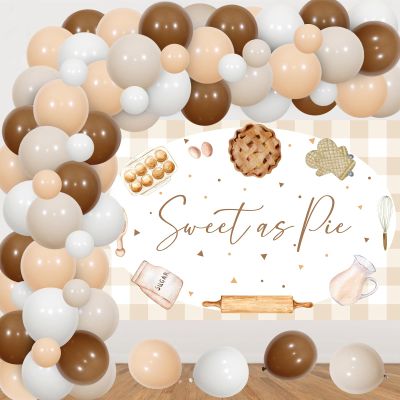 JOYMEMO Sweet as Pie Decorations for Baby Shower Birthday Party - Cutie Pie Balloon Garland Arch Kit with Sweet Backdrop, Cookie Baking Party Photography Background Supplies