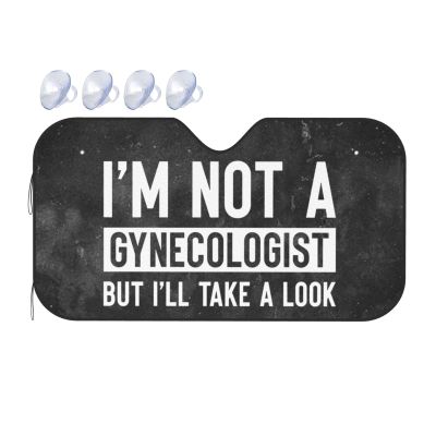 vroos I'm Not A Gynecologist But I'll Take A Look Front Windshield Shade Foldable Car Windshield Sunshade Blocks Uv Rays Keep Vehicle Cool Small, White