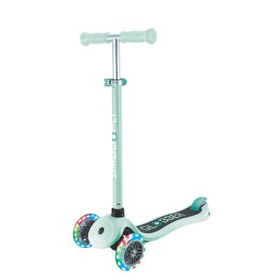 Globber - Primo Lights - 3 Wheel Scooter for Children from 3 to 7 Years, Pastel Green