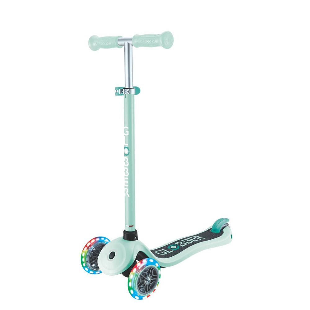 Globber - Primo Lights - 3 Wheel Scooter for Children from 3 to 7 Years, Pastel Green