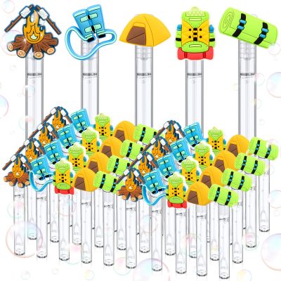 30 Pcs Bubbles Party Favors Mini Bubble Wands Tube Bulk Theme Maker Goodie Bags Stuffer Prizes Birthday Gift for Solution(Camping)