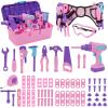 Kids Tool Set, 67 PCS Pink Kids Tool Box for Girls, Electronic Toy Drill&Tape Measure, Pretend Play Girls Toys Construction Tools Kit & Belt, Christmas Birthday Gift Ideas Toddler Tool Set Age 3 4 5+ view 1
