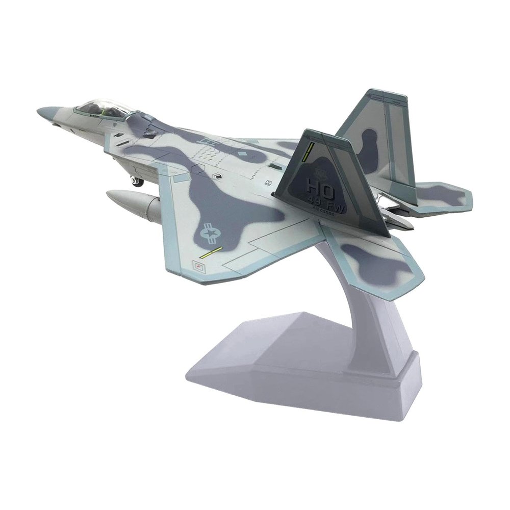 1:100 Scale F22 Aircraft Diecast Alloy Fighter Airplane Display for Livingroom Office Valentines Day Gifts Tabletop Decor, Silver Base