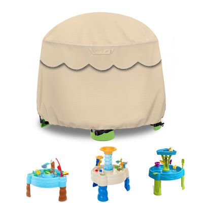 YUYAKACover Kids Water Table Cover Fit Little Tikes Fish 'n Splash Water Table, Waterproof Dust Proof Outdoor Toys -Cover only,34"Dx20"H (Khaki)