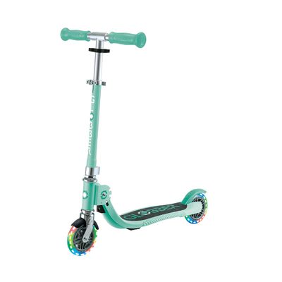 Globber - Flow Foldable Junior Lights 2 Wheel Folding Scooter for Children from 3 Years - Green