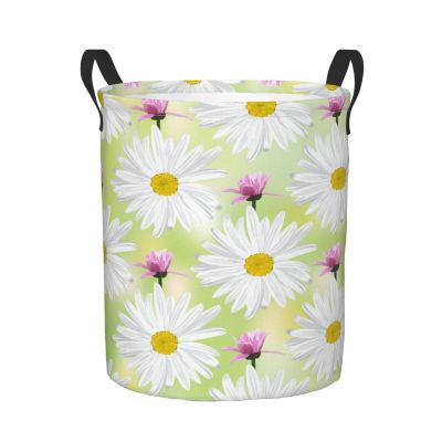 Foruidea Chamomile Flower Laundry Basket,Laundry Hamper,Collapsible Storage Bin, Oxford Fabric Clothes Baskets,Nursery Hamper For Home,Office,Dorm,Gift Basket, Medium