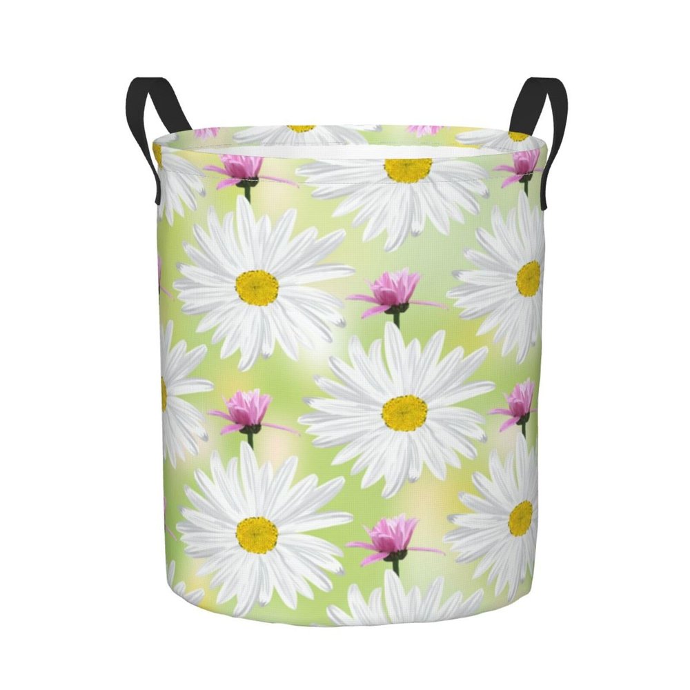 Foruidea Chamomile Flower Laundry Basket,Laundry Hamper,Collapsible Storage Bin, Oxford Fabric Clothes Baskets,Nursery Hamper For Home,Office,Dorm,Gift Basket, Medium