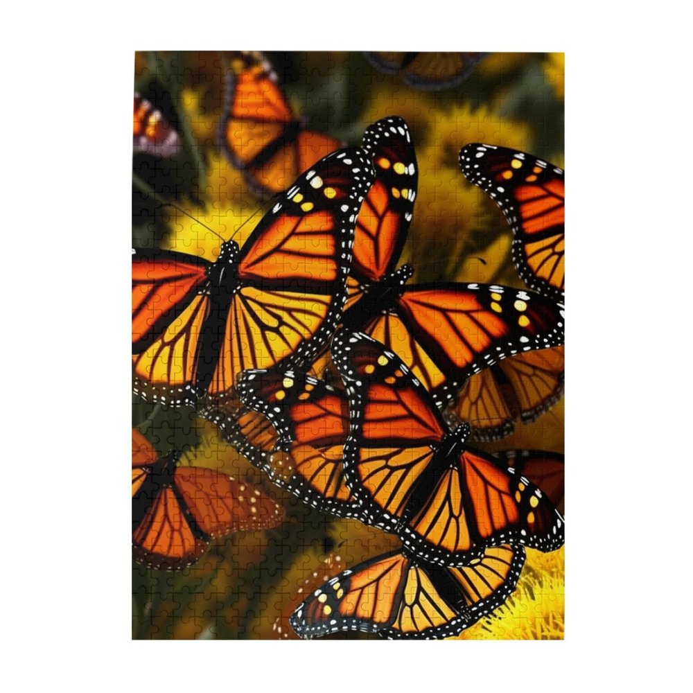 500 Piece Jigsaw Puzzle for Adults Personalized Picture Puzzle Monarch Butterflies Customized Wooden Puzzle for Family, Birthday, Wedding, Game Nights Gifts, 20.4"x15"