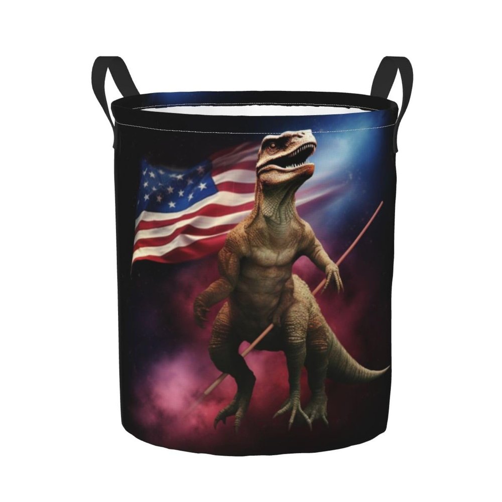 Foruidea Dinosaur American Flag Laundry Basket,Laundry Hamper,Collapsible Storage Bin, Oxford Fabric Clothes Baskets,Nursery Hamper For Home,Office,Dorm,Gift Basket