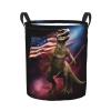 Foruidea Dinosaur American Flag Laundry Basket,Laundry Hamper,Collapsible Storage Bin, Oxford Fabric Clothes Baskets,Nursery Hamper For Home,Office,Dorm,Gift Basket view 1