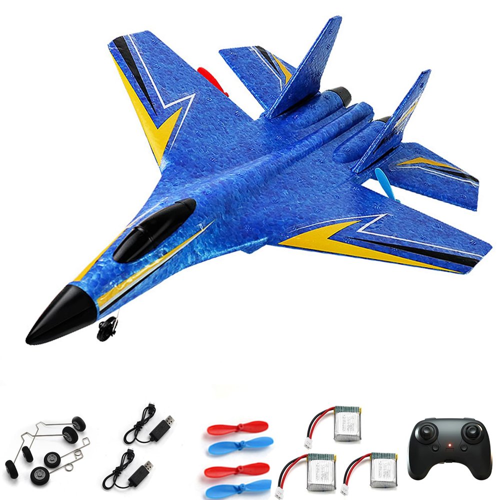 crohorizon RC Planes for Kids,Remote Control Airplanes Toys for Boys Girls,2CH Outdoor Foam RC Glider Fighter Jet for Teen and Adults Hobby Blue