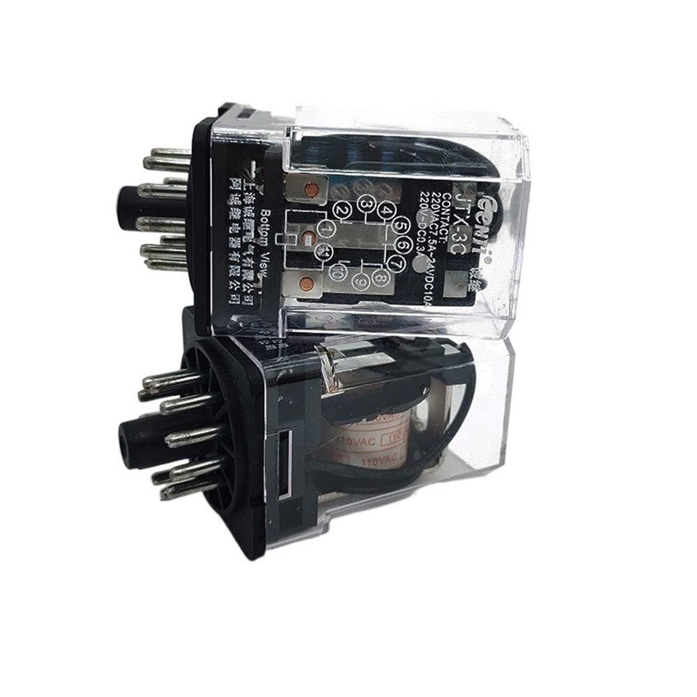 VUBBJCRS 10pcs Micro Universal Power Relay JTX-2C JTX-3C Mini Electromagnetic Relay Switch 8 11 pin 6V 24V 12V 220V AC DC with Base (Color : Jtx-3c, Size : DC6V)