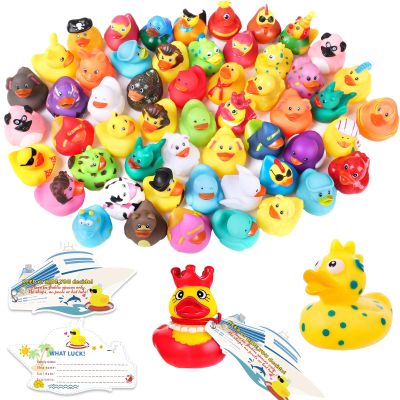 150 Pcs Cruise Ducks Tags Kits Includes 50 Pcs Cruising Ducks with 50 Pcs Cruise Duck Tags and 50 Pcs Rubber Bands Random Assorted Rubber Ducks for Cruise Ship Hiding Ducks