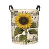 Foruidea Sunflower Music Notes Laundry Basket,Laundry Hamper,Collapsible Storage Bin, Oxford Fabric Clothes Baskets,Nursery Hamper For Home,Office,Dorm,Gift Basket view 1