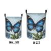 Foruidea Blue Butterfly Laundry Basket,Laundry Hamper,Collapsible Storage Bin, Oxford Fabric Clothes Baskets,Nursery Hamper For Home,Office,Dorm,Gift Basket, Medium view 4