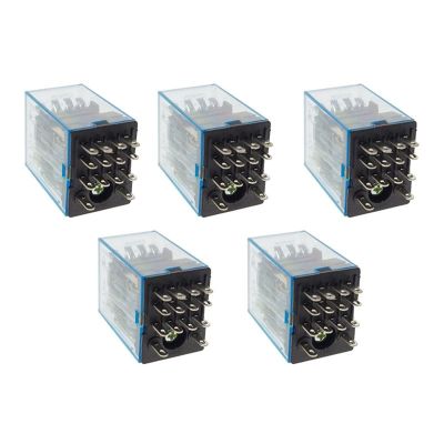 VUBBJCRS 5Pc MY4NJ Electronic Micro Mini Electromagnetic Relay 5A 14PIN AC 12V 24V 36V 48V 110V 220V 380V LED Indicator Relay Switch (Size : AC 220V)