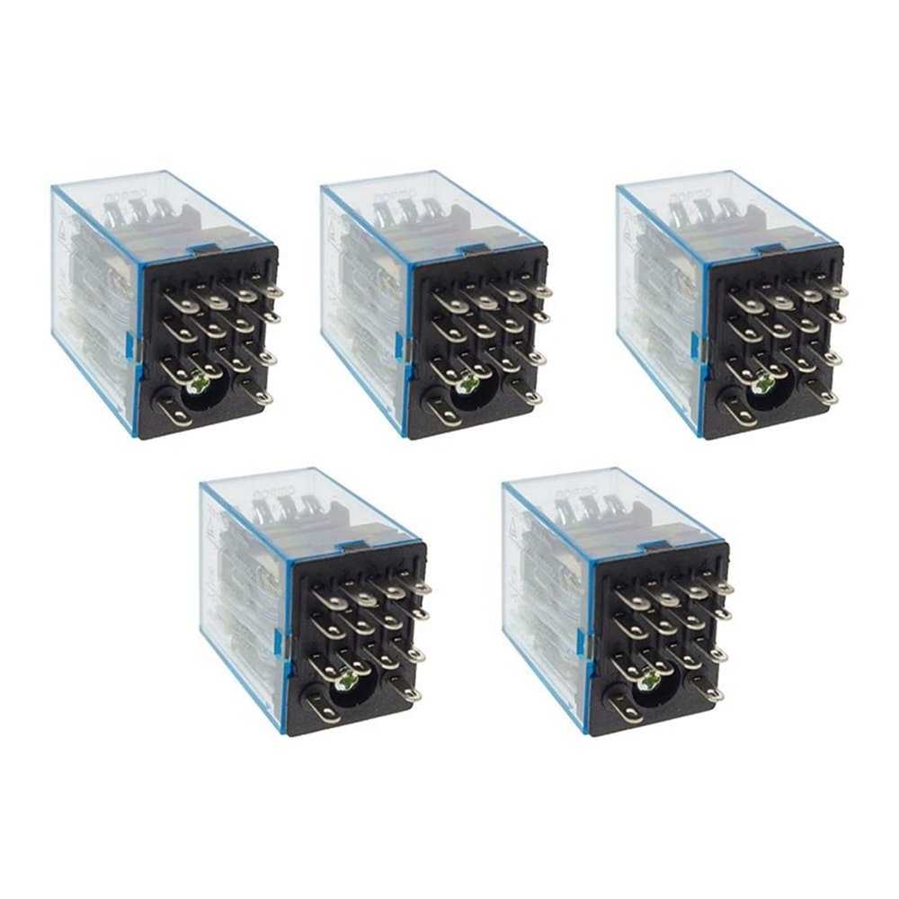 VUBBJCRS 5Pc MY4NJ Electronic Micro Mini Electromagnetic Relay 5A 14PIN AC 12V 24V 36V 48V 110V 220V 380V LED Indicator Relay Switch (Size : AC 220V)
