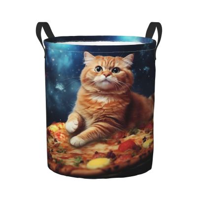 Foruidea Galaxy Cute Pizza Cat Laundry Basket,Laundry Hamper,Collapsible Storage Bin, Oxford Fabric Clothes Baskets,Nursery Hamper For Home,Office,Dorm,Gift Basket