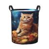 Foruidea Galaxy Cute Pizza Cat Laundry Basket,Laundry Hamper,Collapsible Storage Bin, Oxford Fabric Clothes Baskets,Nursery Hamper For Home,Office,Dorm,Gift Basket view 1