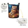 Foruidea Galaxy Cute Pizza Cat Laundry Basket,Laundry Hamper,Collapsible Storage Bin, Oxford Fabric Clothes Baskets,Nursery Hamper For Home,Office,Dorm,Gift Basket view 2