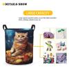 Foruidea Galaxy Cute Pizza Cat Laundry Basket,Laundry Hamper,Collapsible Storage Bin, Oxford Fabric Clothes Baskets,Nursery Hamper For Home,Office,Dorm,Gift Basket view 3