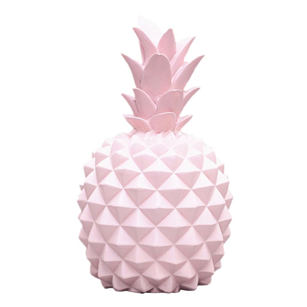 Gumney Resin Pineapple Piggy Bank, Pineapple Coin Bank Decorative Money Bank Resin Money Box Home Ornament Decoration,Pink-L