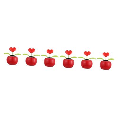 Gatuida 6pcs Solar Dancing Toy Heart-shaped Auto Swinging Decoration for Home Desk and Car Solar Powered Ornament for Boys and Girls and Adults