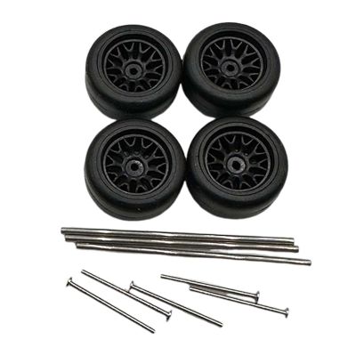 4 Pieces RC Car Wheels and Tires RC Alloy Car Accessories Replacement Wheels Model RC Upgrade Part for 1:64 Scale Spare Parts, Black Style C