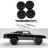 4 Pieces RC Car Wheels and Tires RC Alloy Car Accessories Replacement Wheels Model RC Upgrade Part for 1:64 Scale Spare Parts, Black Style C view 3