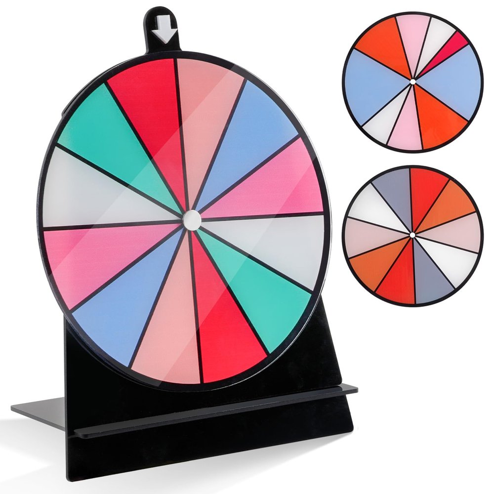 6" Spinning Prize Wheel, 3 Pcs Heavy Duty Spinning Wheel for Prizes with Stand - 9, 10, 12 Slots Color Tabletop Roulette Spinner Wheel of Fortune Spinning Game for Carnival, Tradeshow, Classroom