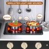 Arlopu Play Kitchen for Kids, Wooden Toy Toddler Kitchen Sets, Sturdy Pretend Cooking Playset with Storage & Accessories, Realistic Light & Sound, Stove, Fridge, Microwave, Removable Sink (Black) view 2