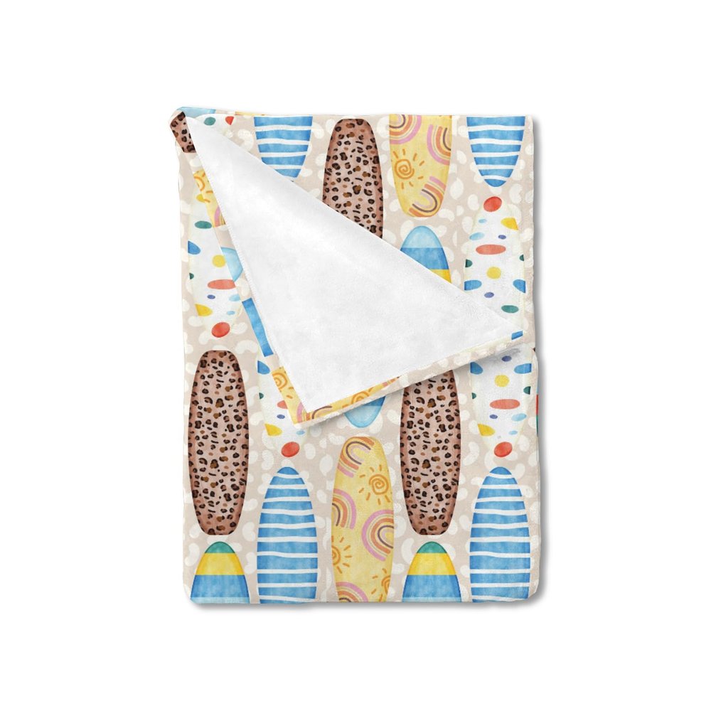 Boho Surfboard Baby Blankets for Boys Girls Beach Surfing Soft Flannel Swaddle Blankets Colorful Surfboard Receiving Blanket Newborn Nursery Toddler Bed Blanket Crib Cover Playmat Beige 60x80