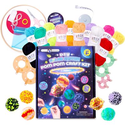 Original Stationery Solar System DIY Pom Pom Craft Kit - 12 Yarn Planets, Yarn Crafting, Ages 8& up - Solar System Model for Kids