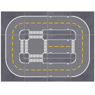 Lekebaby 12 Pack 10x10 Grey Road Base Plates, 4 Curve / 4 T Junction / 3 Straight / 1 Junction, Compatible with Major Brands