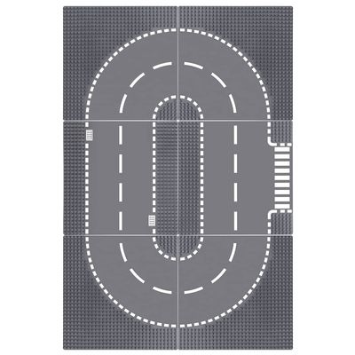 Lekebaby 6 Pack Road Base Plates, 10"x10" City Street Baseplates 100% Compatible with All Major Brands, 4 Curved/1 Straight/1 T-Junction