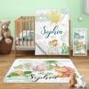 Rucekia Custom Name Dinosaur Baby Boys Crib Bedding Set: Personalized 3 Piece Soft Crib Bedding Set for Toddlers, Personalized Infant Gifts Light Green Crib Sets with Soft Crib Sheet view 1