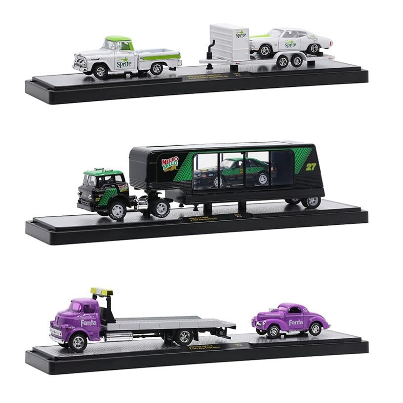 M2 Auto Haulers 3 Sodas Set of 3 Pieces Release 13 1/64 Diecast Models 56000-TW13, Purple