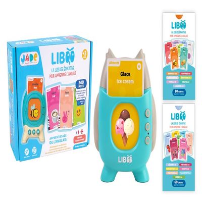 J.A.D.E - Liboo E-Reader - English - 240 Words - 141509 - Educational Game - Multi-Coloured - Plastic - Batteries Included - Vocabulary - Learning - French Design - Ages 3+