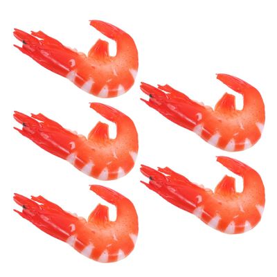 BESTonZON Simulated Shrimp Props Set of 5 Realistic Toy Shrimp for Kids Pretend Play Educational Food Props Photography and Home Decor