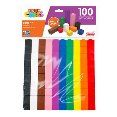 Junior Learning: 100 Mathcubes - Pack of 100 Multi-Colored Cubes, Build & Learn, Hands-On Math Learning & Development, Kids Ages 4+