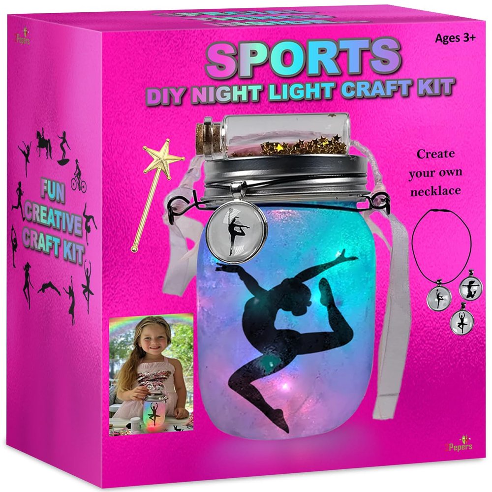 2Pepers DIY Sports Night Light Gymnastics Gifts for Girls Age 3 4 5 6 7 8-12, Sports Presents & Arts and Crafts Kit for Kids, Art Set Project, Ballet & Dancing Girl Gift