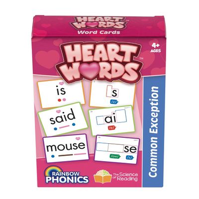 Junior Learning: Rainbow Phonics - Heart Words - 93 Word Cards, Flash Cards Use Visual Clues to Learn Core Words, Level Based Cards, Kids Ages 4+