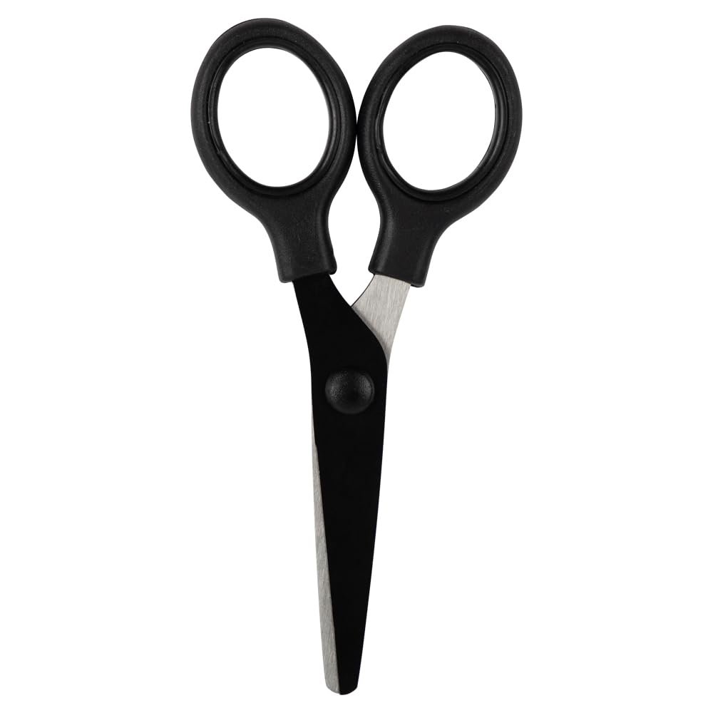 JAM PAPER Multi-Purpose Mini Scissors - 5 Inch - Black - Soft Grip & Stainless Steel Precision Blades - Sold Individually