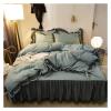 ADovz Luxury Black Princess Bedding Sets Kawaii Bed Skirt Sheet Pillowcase Fashion Girl Duvet Cover 4 Pieces Home Decoration,Bed Sheets, FH-762 view 2