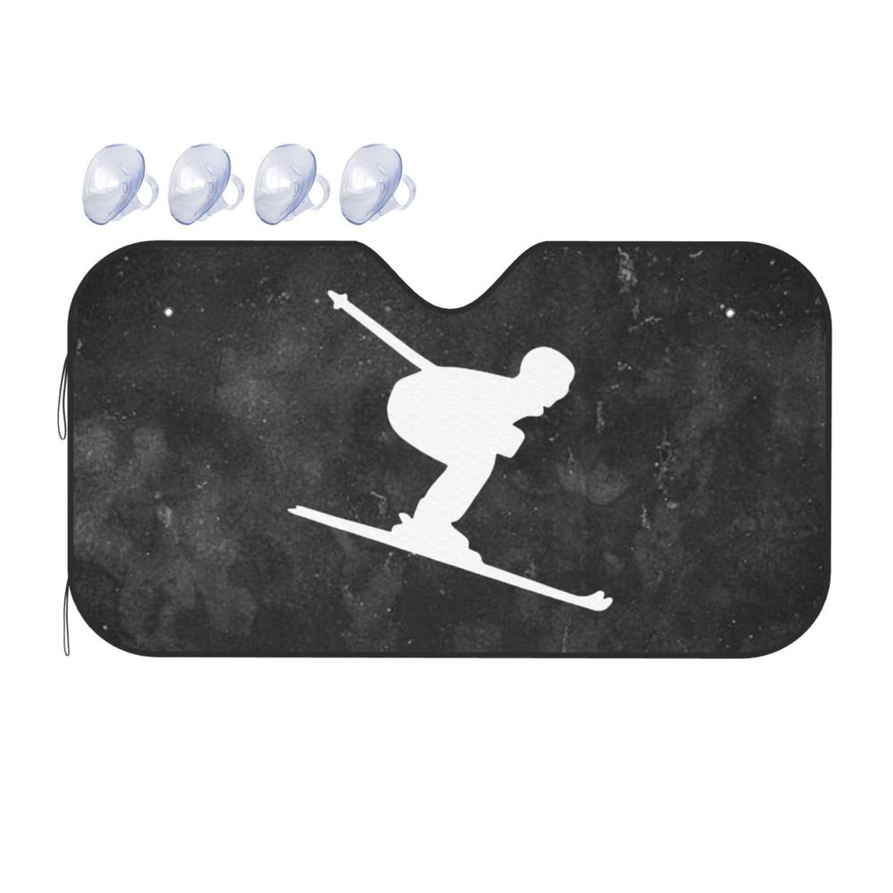 vroos Downhill Skiing Car Windshield Sunshade Foldable Car Windshield Sunshade Blocks Uv Rays Keep Vehicle Cool Small, White
